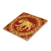 ジュリアンのライオンの赤い陶磁器タイル タイル (側面)