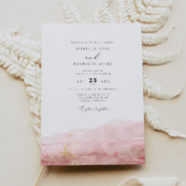 ジュリアン |赤面の水彩汚れ金ゴールド結婚ズ 招待状