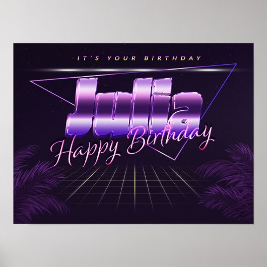 ジュリア名Vorname lila retroポスターGeburtstag ポスター (正面)
