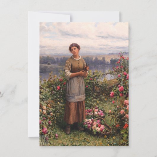 ジュリア・ギャザリング・バラ（美しい少女と花） カード (正面)