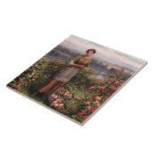 ジュリア・ギャザリング・バラ（美しい少女と花） タイル (側面)