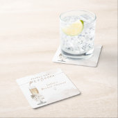 ジュリア ボーホー フラワー パール&プロセッコ ブライダルシャワー スクエアペーパーコースター (インサイチュ)