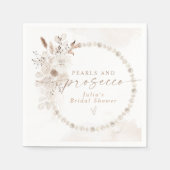 ジュリア ボーホー フラワー パール＆プロセッコ ブライダルシャワー スタンダードカクテルナプキン (正面)