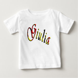 ジュリア、名前、ロゴ、ベビーガールズホワイトTシャツ ベビーTシャツ
