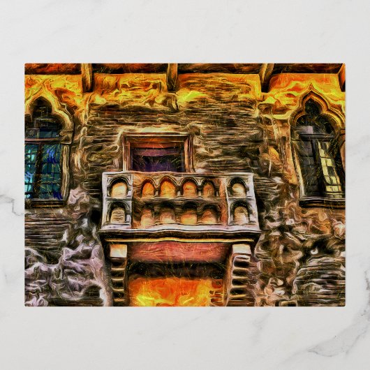 ジュリエズバルコニーベローナヴァンゴッホ 箔シーズンポストカード (正面)