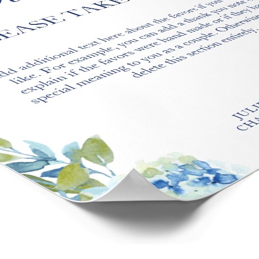 ジュリエットほこりっぽいブルー結婚の好意のサイン ポスター (角)