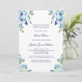 ジュリエット エレガント フラワール ダスティーブルー ブライダルシャワー 招待状 (スタンド正面)
