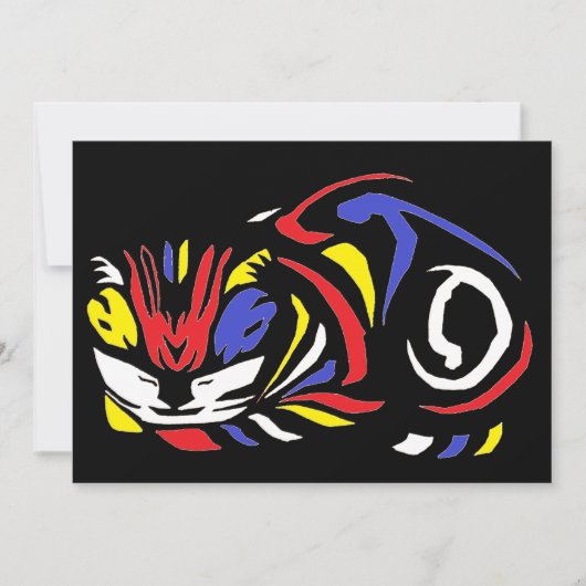 ジュリエ・デ・グラーフの多色木版画 猫 シーズンカード (正面)