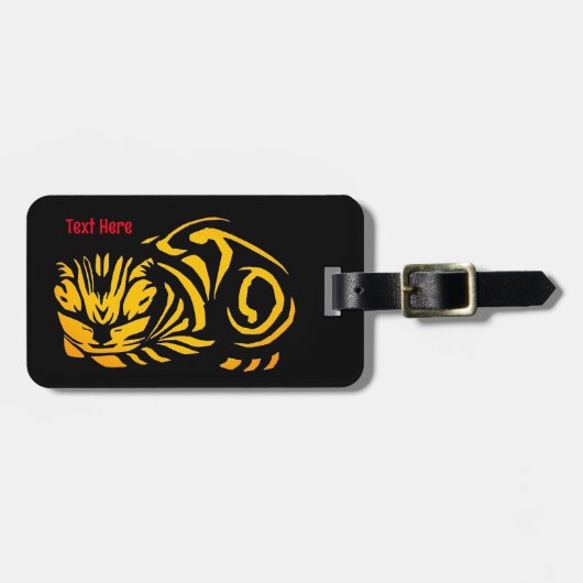 ジュリエ・デ・グラーフの木版画 猫(ゴールド) ラゲッジタグ (正面横)