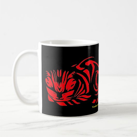 ジュリエ・ド・グラーフの木版画の猫 コーヒーマグカップ (左)