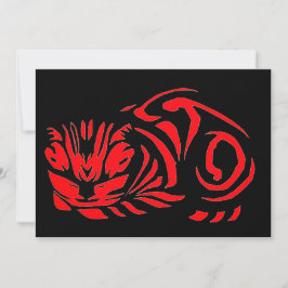 ジュリエ・ド・グラーフの木版画の猫(赤) シーズンカード