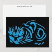 ジュリエ・ド・グラーフの木版画の猫(青) シーズンカード (正面/裏面)