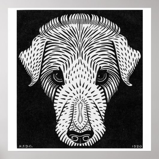 ジュリエ・ド・グラーフ作 犬の頭部 ポスター (正面)