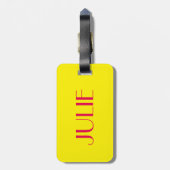 ジュリーのショッキングピンクおよび黄色い荷物のラベル ラゲッジタグ (裏面縦)