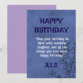 ジュリーの誕生日パーティー招待状 招待状 (正面/裏面)