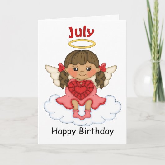 ジュリーアザインエンジェルブルネット誕生日カード カード (正面)
