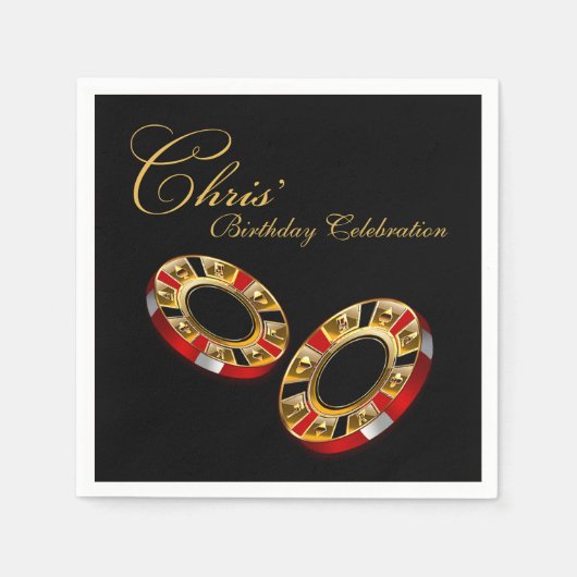 ジュリーカジノスタイル頼パーティー私の4つの名前のチップ スタンダードカクテルナプキン (正面)