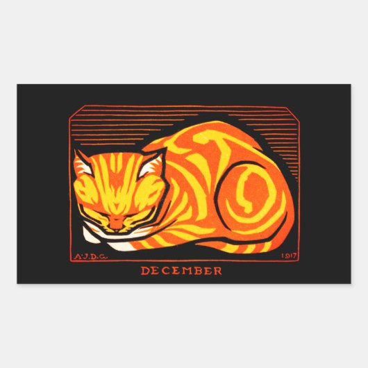 ジュリーデグラグ12月キャット 長方形シール (正面)