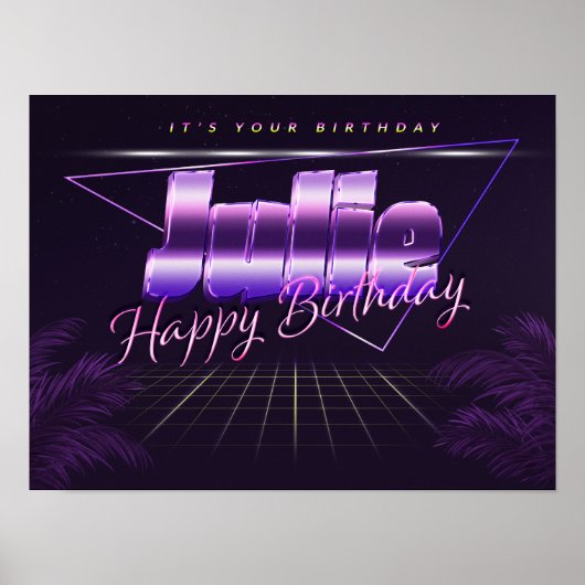 ジュリー名Vorname lila retroポスターGeburtstag ポスター (正面)