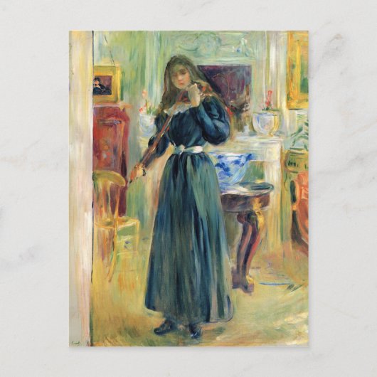 ジュリー遊ズのヴァイオリンby Berthe Morisot ポストカード (正面)