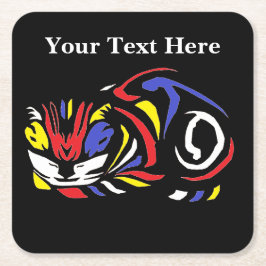 ジュリー・ド・グラグ数々の・ウッドカット猫 スクエアペーパーコースター