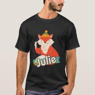 ジュリー – 愛らしい女の子の名前とクールキツネ Tシャツ