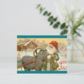 ジュルトムテン食べ物を与えユール(キリスト降誕祭)ヤギA Cookie シーズンポストカード (スタンド正面)