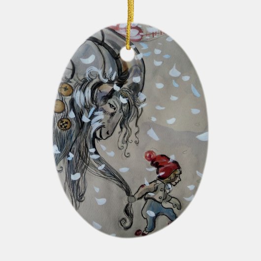 ジュルバックエン(ユール（キリスト降誕祭）ヤギ)勉強1911 セラミックオーナメント (正面)