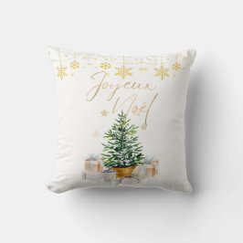 ジュワイユ・ノエル クリスマスツリー ゴールドの雪の結晶 クッション