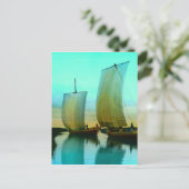 ジュンクス伝統的日本の魚釣りボーツヴィンテージ ポストカード (スタンド正面)