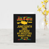 ジュンティースの日 先祖が自由を得た 1776年 7月4日 黒人 カード (黄色い花)