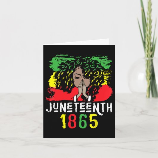 ジュンテーント1865年Tシャツ 自由の日 黒人女性 黒 カード (正面)