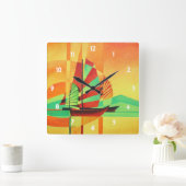 ジュン中国のクスがキュービズムのジオアートで上陸 スクエア壁時計 (ホーム)