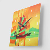 ジュン中国のクスがキュービズムのジオアートで上陸 スクエア壁時計 (傾斜)