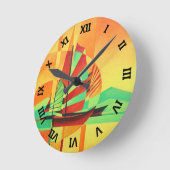 ジュン中国のクスがキュービズムのジオアートで上陸 ラウンド壁時計 (傾斜)