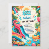 ジューウォーター公園 クールサマー スプラッシュパッド 8歳の誕生日 招待状 (正面)