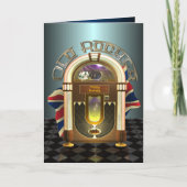 ジュークボックスの古いロッカーのイギリスのカスタマイズ可能な挨拶状 カード (正面)