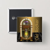 ジュークボックスの正方形ボタン 缶バッジ (正面&裏面)