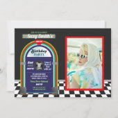 ジュークボックスの誕生日のダイナーの五十年代のレトロの写真の50年代 招待状 (正面)