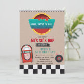 ジュークボックスの誕生日パーティの招待 招待状 (スタンド正面)