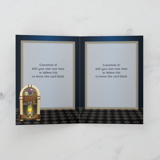 ジュークボックスのRockaholicのイギリスのカスタマイズ可能な挨拶状 カード (内部)