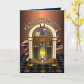 ジュークボックスのRockaholicのイギリスのカスタマイズ可能な挨拶状 カード (黄色い花)