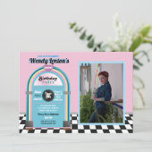 ジュークボックス誕生日ダイナーフィフティーズレトロミュージックフォト 招待状 (スタンド正面)