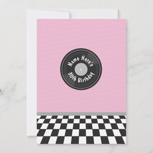 ジュークボックス誕生日ダイナーフィフティーズレトロ音楽招待状 招待状 (裏面)