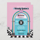 ジュークボックス誕生日ダイナーフィフティーズレトロ音楽招待状 招待状 (正面/裏面)