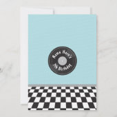 ジュークボックス誕生日ミュージックブルーディーナーフィフティーズレトロ 招待状 (裏面)