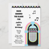 ジュークボックス50の誕生日パーティーへの招待 招待状 (正面)