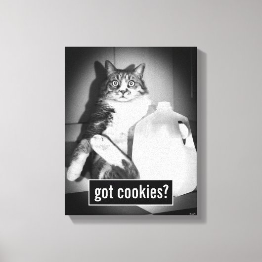 ジューグの牛乳を飲む猫 キャンバスプリント (正面)