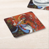 ジューグ絵画からワインを注ぐペルシャの少女 スクエアペーパーコースター (アングル)