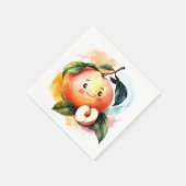 ジューシーお洒落フルーツピーチ誕生日 スタンダードカクテルナプキン (角)